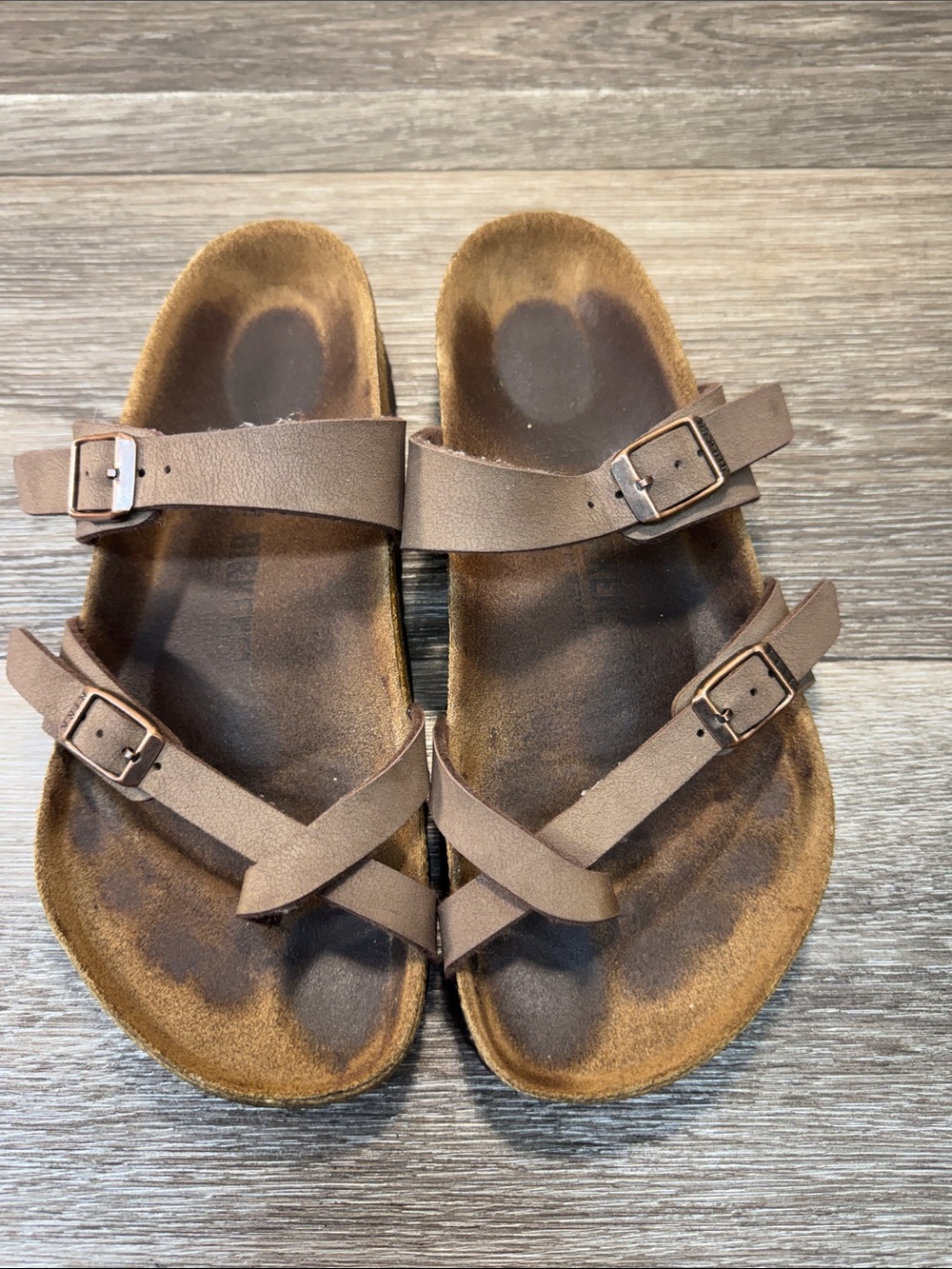 Birkenstock Brown Two-Strap sandals woman’s SZ 38 (h163)